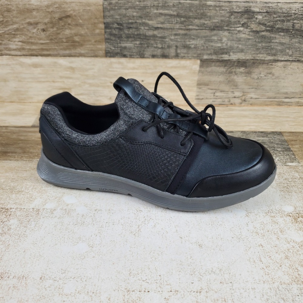 Shoes for Crews Gigi Womens Shoes Sz 9 Black Leather Lace Up Round Toe Sneakers